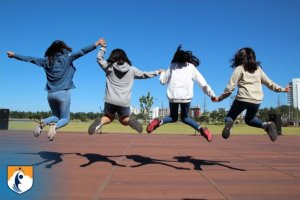 children jumping and playing together